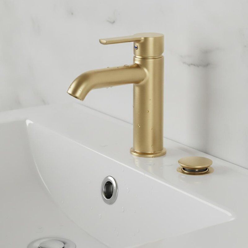 Μοναδικό μοχλό Brass Basin Mixer Tap Brushed Brass Finish with Click Clack Pop Up Απορριμμάτων στο κατάστρωμα